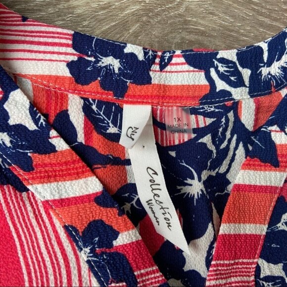 NWOT NY Collection Plus Size  Printed Utility Top - Picture 5 of 11